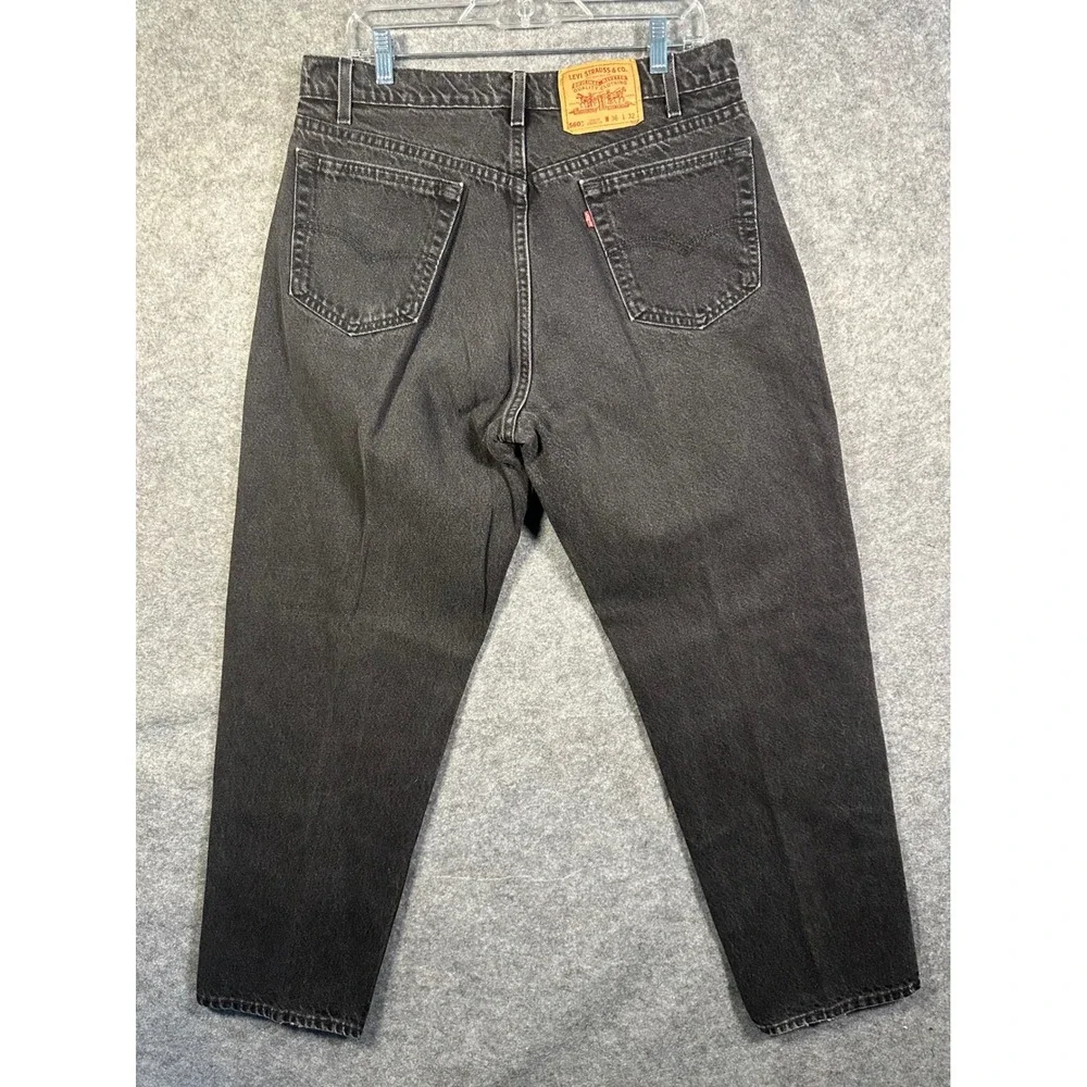 Vintage Levis 560 Men 36/32 Faded Black Loose Fit Straight Leg Jeans Made in USA